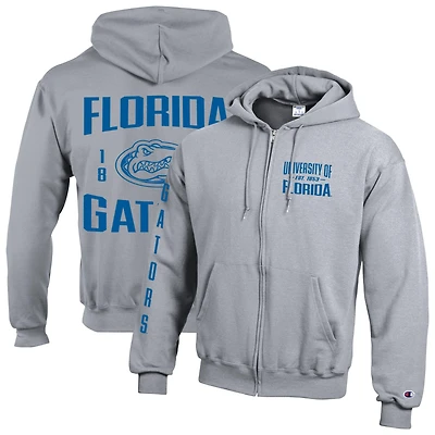 Sweat à capuche zippé en polaire Champion gris Florida Gators Varsity Powerblend pour homme