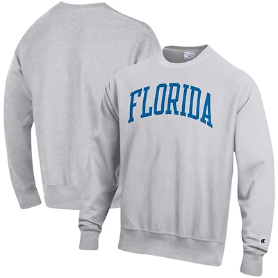 Sweat-shirt à enfiler Champion gris chiné pour homme, coupe décontractée, motif Arch Reverse Weave, Florida Gators