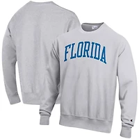 Sweat-shirt à enfiler Champion gris chiné pour homme, coupe décontractée, motif Arch Reverse Weave, Florida Gators