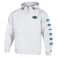 Men's Champion  White Florida Gators Cloud Packable Half-Zip Hooded Jacket