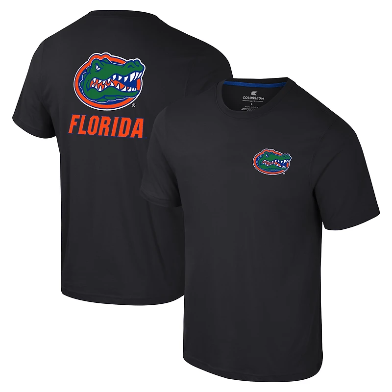 Men's Colosseum Black Florida Gators Logo Lockup 2-Hit Active Blend T-Shirt