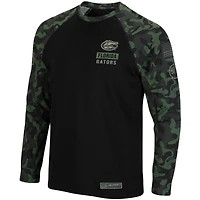 T-shirt à manches longues Colosseum Black Florida Gators OHT Military Appréciation Camo Raglan pour hommes