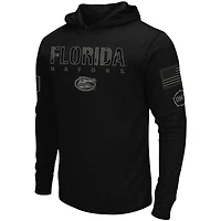 T-shirt à capuche manches longues pour hommes Colosseum Black Florida Gators OHT Military Appréciation