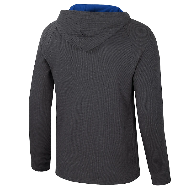 Men's Colosseum  Charcoal Florida Gators Dujour Ralgan Long Sleeve Henley Hoodie T-Shirt