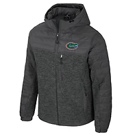 Men's Colosseum Charcoal Florida Gators Nightman Full-Zip Hoodie Puffer Jacket