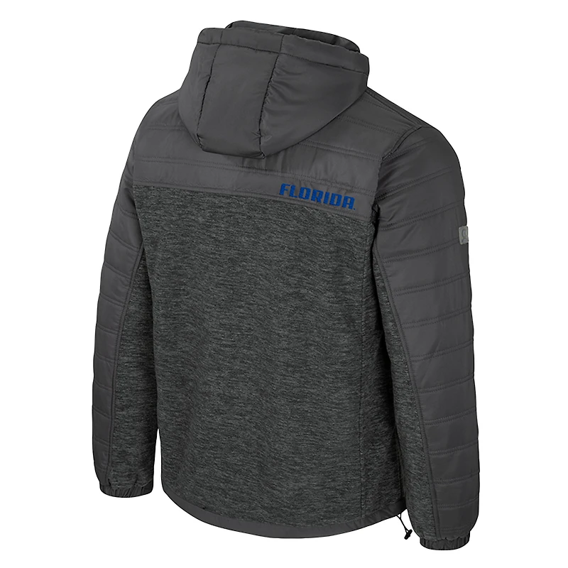 Men's Colosseum Charcoal Florida Gators Nightman Full-Zip Hoodie Puffer Jacket
