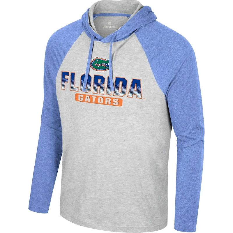 T-shirt à capuche manches longues Colosseum Heather Grey Florida Gators Hasta La Vista Raglan pour hommes