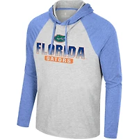T-shirt à capuche manches longues Colosseum Heather Grey Florida Gators Hasta La Vista Raglan pour hommes