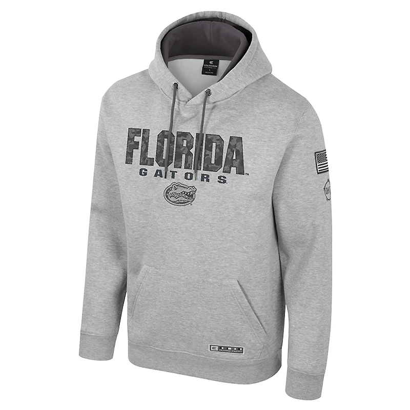 Sweat à capuche imprimé militaire Oorah OHT des Florida Gators pour hommes Colosseum Heather Grey