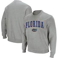 Men's Colosseum Heathered Gray Florida Gators Arch & Logo Crew Neck Sweatshirt