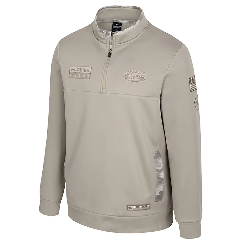 Men's Colosseum Oatmeal Florida Gators Operation Hat Trick Battalion Quarter-Zip Pullover