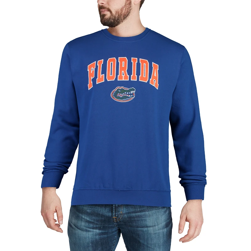 Men's Colosseum Royal Florida Gators Arch & Logo Crew Neck Sweatshirt