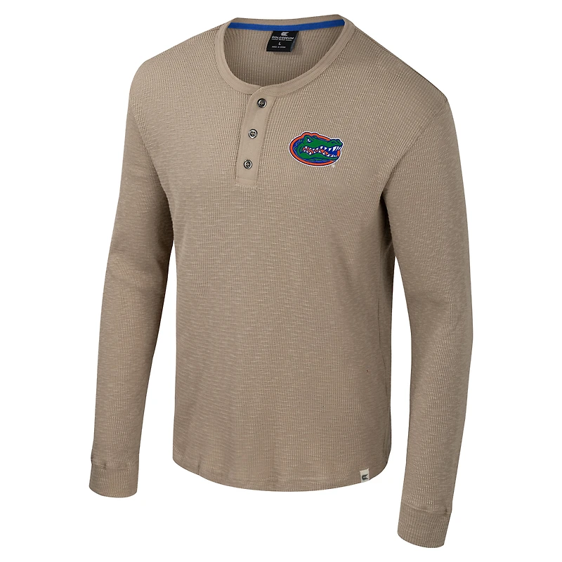 Men's Colosseum  Tan Florida Gators Great Outdoors Henley Long Sleeve Shirt