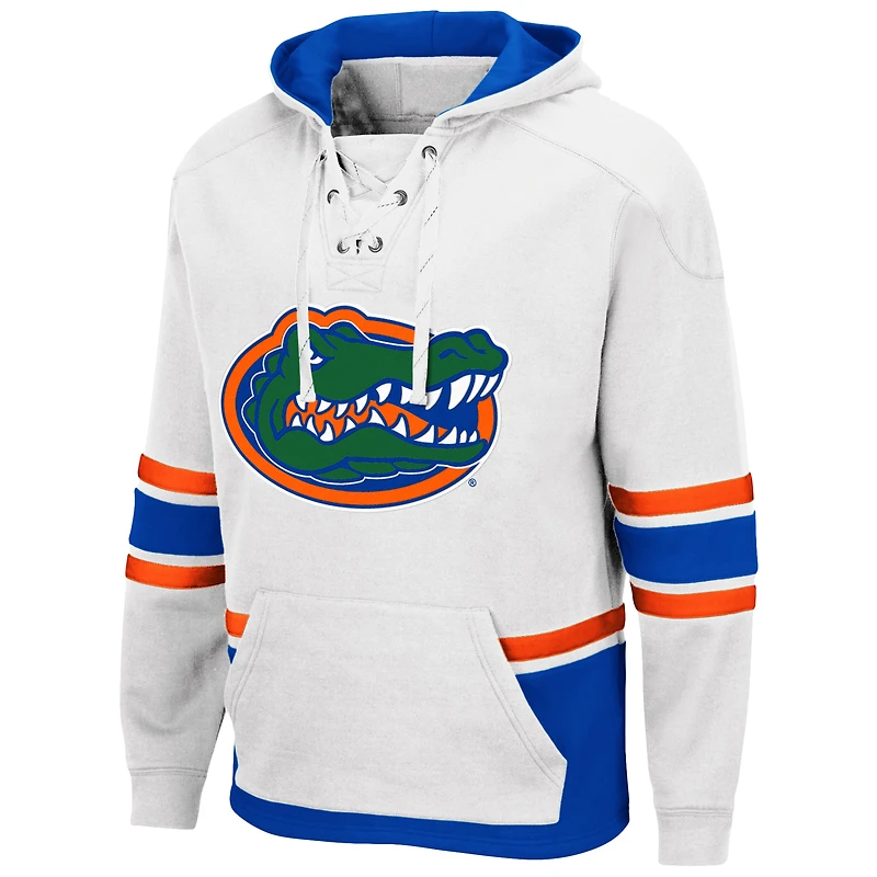 Men's Colosseum White Florida Gators Lace Up 3.0 Pullover Hoodie