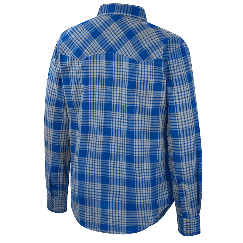 Men's Colosseum x Wrangler Royal Florida Gators Plaid Western Long Sleeve Full-Snap Shirt