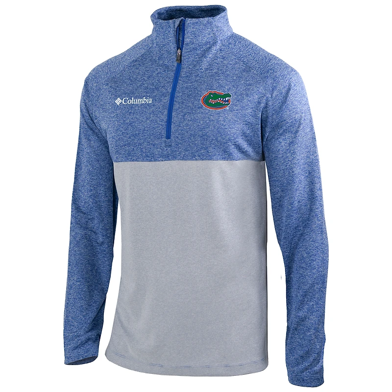 Pull à capuche Columbia bleu/gris Florida Gators Omni-Wick Rockin' It fermeture éclair quart de tour pour homme