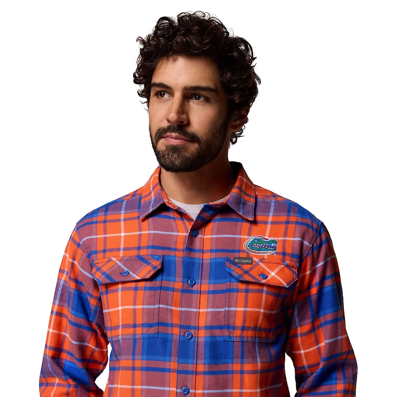 Men's Columbia  Orange Florida Gators Flare Gun Omni-Wick Flannel Long Sleeve Button-Up Shirt