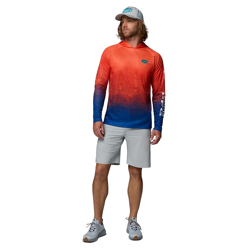Men's Columbia  Orange Florida Gators PFG Gradient Water Super Terminal Tackle Hoodie Omni-Wick T-Shirt