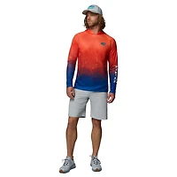 Men's Columbia  Orange Florida Gators PFG Gradient Water Super Terminal Tackle Hoodie Omni-Wick T-Shirt