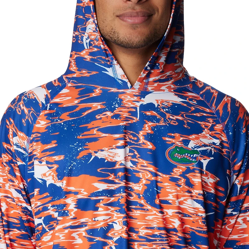 Columbia Royal Florida Gators PFG Terminal Tackle Omni-Shade Rippled T-shirt à capuche manches longues pour homme