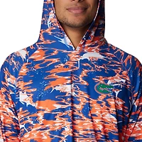 Columbia Royal Florida Gators PFG Terminal Tackle Omni-Shade Rippled T-shirt à capuche manches longues pour homme