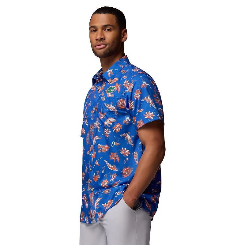 Men's Columbia Royal Florida Gators Super Slack Tide Omni-Wick Button-Up Shirt