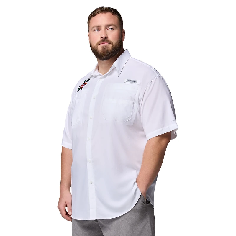 Chemise boutonnée Columbia blanche Florida Gators pour homme, grande taille, Tamiami Omni-Shade