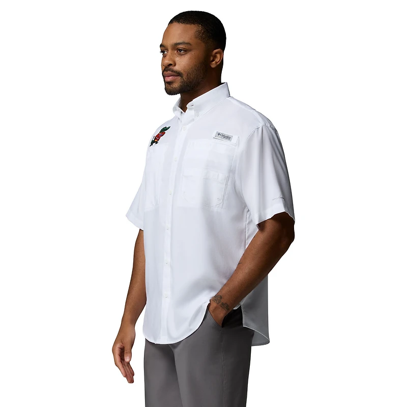 Men's Columbia White Florida Gators Tamiami Omni-Shade Button-Down Shirt