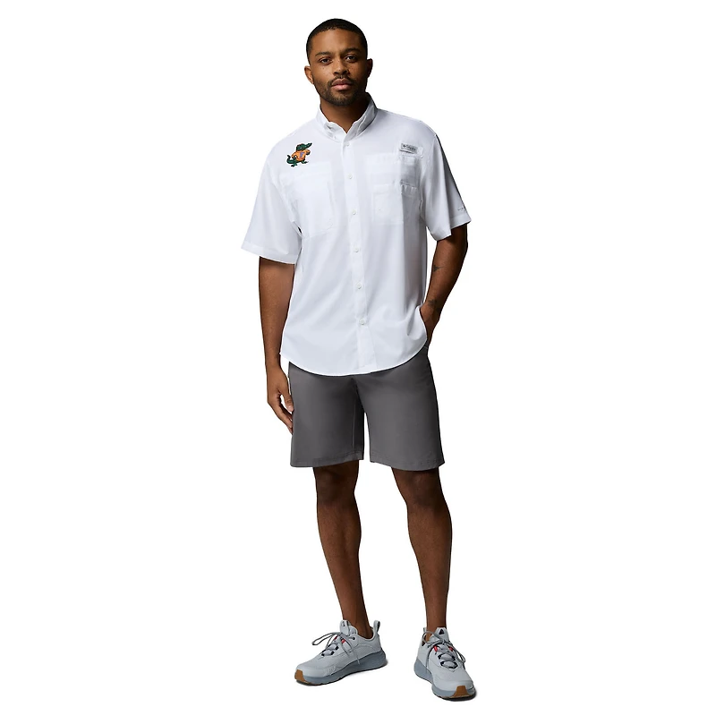 Men's Columbia White Florida Gators Tamiami Omni-Shade Button-Down Shirt