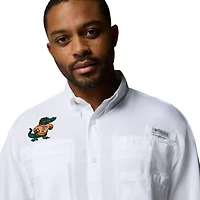 Men's Columbia White Florida Gators Tamiami Omni-Shade Button-Down Shirt