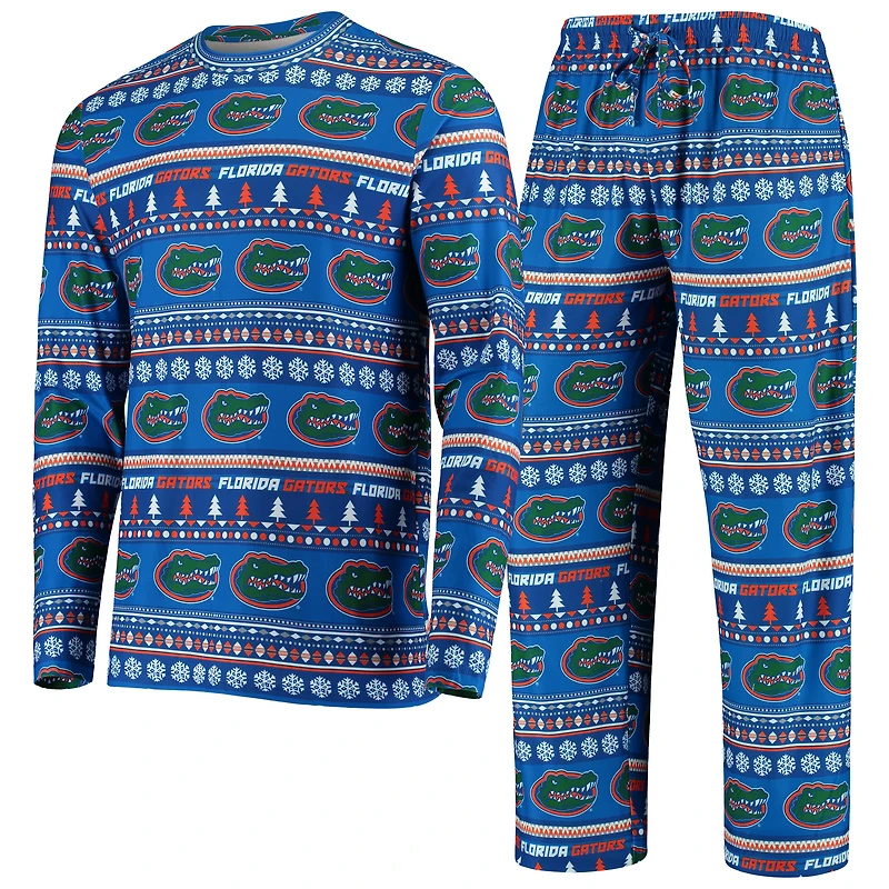 Ensemble pull moche pour homme Concepts Sport Royal Florida Gators, haut à manches longues et pantalon.