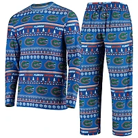 Ensemble pull moche pour homme Concepts Sport Royal Florida Gators, haut à manches longues et pantalon.