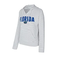Men's Concepts Sport  White/Gray Florida Gators French Terry Striped V-Neck Pullover Hoodie