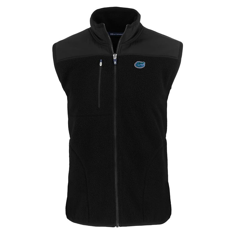 Men's Cutter & Buck  Black Florida Gators Big Tall Cascade Eco Sherpa Fleece Full-Zip Vest