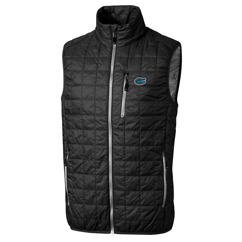 Men's Cutter & Buck Black Florida Gators Big Tall Rainier PrimaLoft Eco Full-Zip Puffer Vest