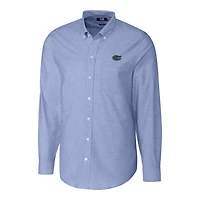 Chemise boutonnée à manches longues pour homme, bleu, style Florida Gators, en tissu Oxford extensible, coupe-vent et ...