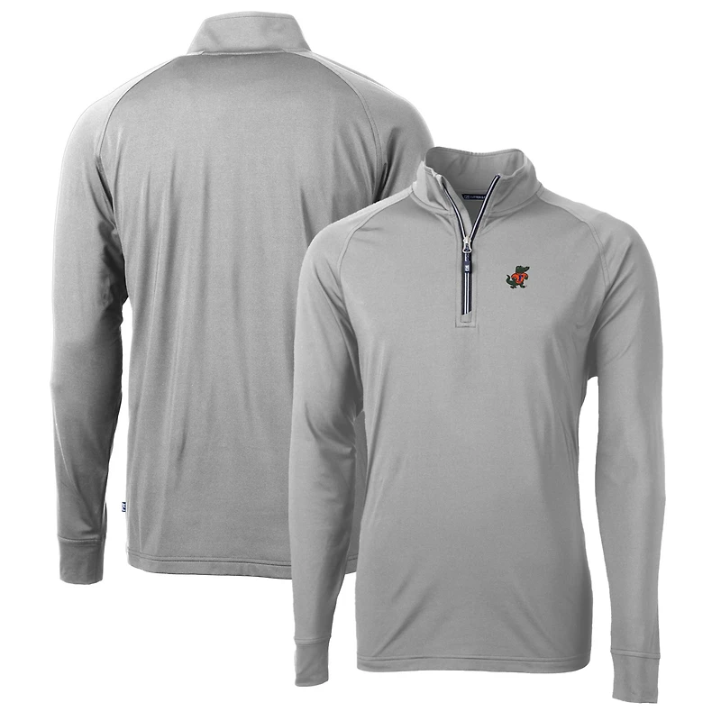 Men's Cutter & Buck Gray Florida Gators Adapt Eco Knit Stretch Recycled Quarter-Zip Pullover Top