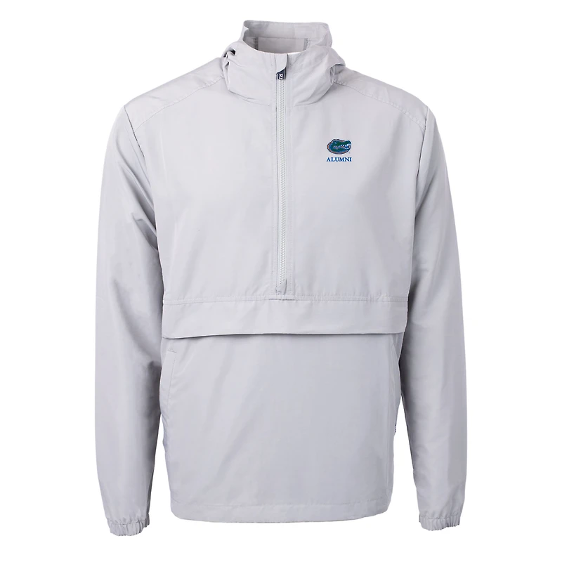 Men's Cutter & Buck  Gray Florida Gators Alumni Logo Charter Eco Knit Recycled Anorak Half-Zip Jacket