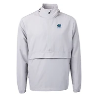 Men's Cutter & Buck  Gray Florida Gators Alumni Logo Charter Eco Knit Recycled Anorak Half-Zip Jacket
