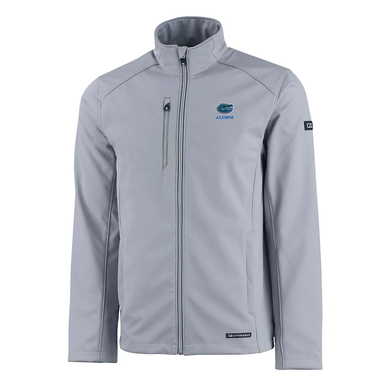 Men's Cutter & Buck  Gray Florida Gators Alumni Logo Evoke Eco Softshell Recycled Full-Zip Jacket