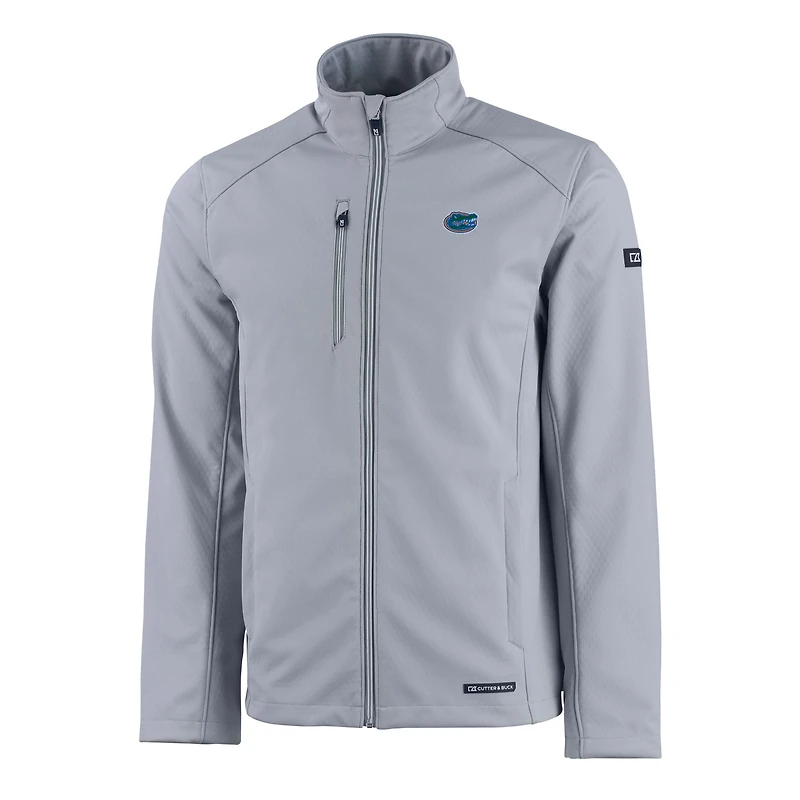 Men's Cutter & Buck  Gray Florida Gators Evoke Eco Softshell Recycled Full-Zip Jacket