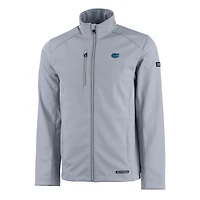 Men's Cutter & Buck  Gray Florida Gators Evoke Eco Softshell Recycled Full-Zip Jacket