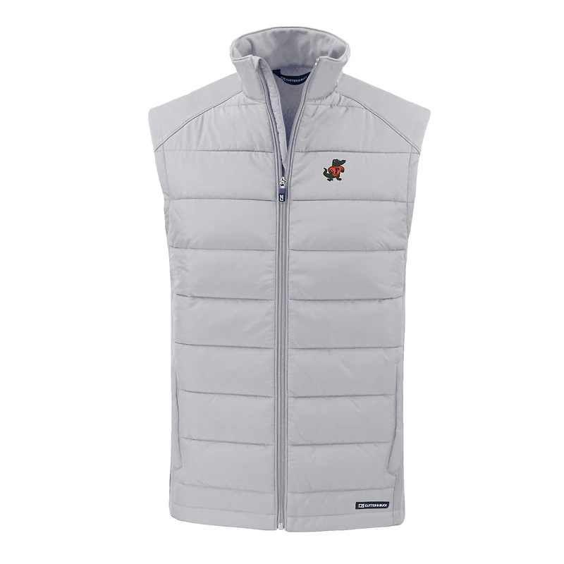 Men's Cutter & Buck Gray Florida Gators Evoke Hybrid Eco Softshell Recycled Full-Zip Vest