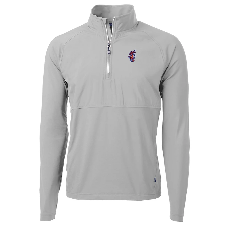 Pull-over Cutter & Buck Gray Florida Gators Swinging Gator Adapt Eco Knit Hybrid Recycled à quart de zip pour homme