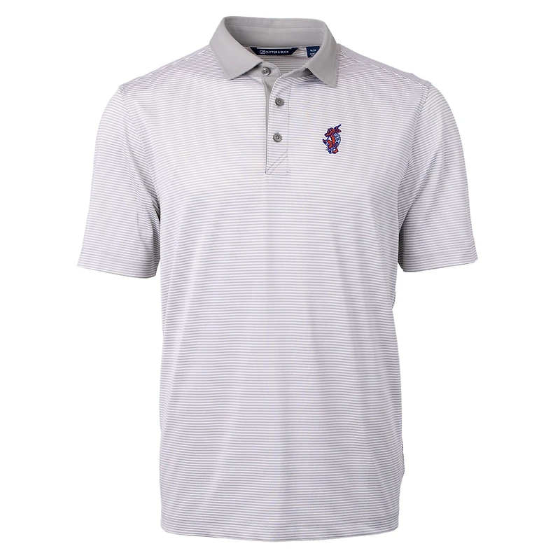 Men's Cutter & Buck Gray Florida Gators Swinging Gator Virtue Eco Pique Micro Stripe Recycled Polo