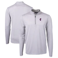 Men's Cutter & Buck Gray Florida Gators Swinging Gator Virtue Eco Pique Micro Stripe Recycled Quarter-Zip Pullover Top