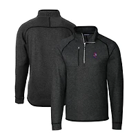 Men's Cutter & Buck  Heather Charcoal Florida Gators Swinging Gator Big Tall Mainsail Sweater-Knit Half-Zip Pullover Jacket