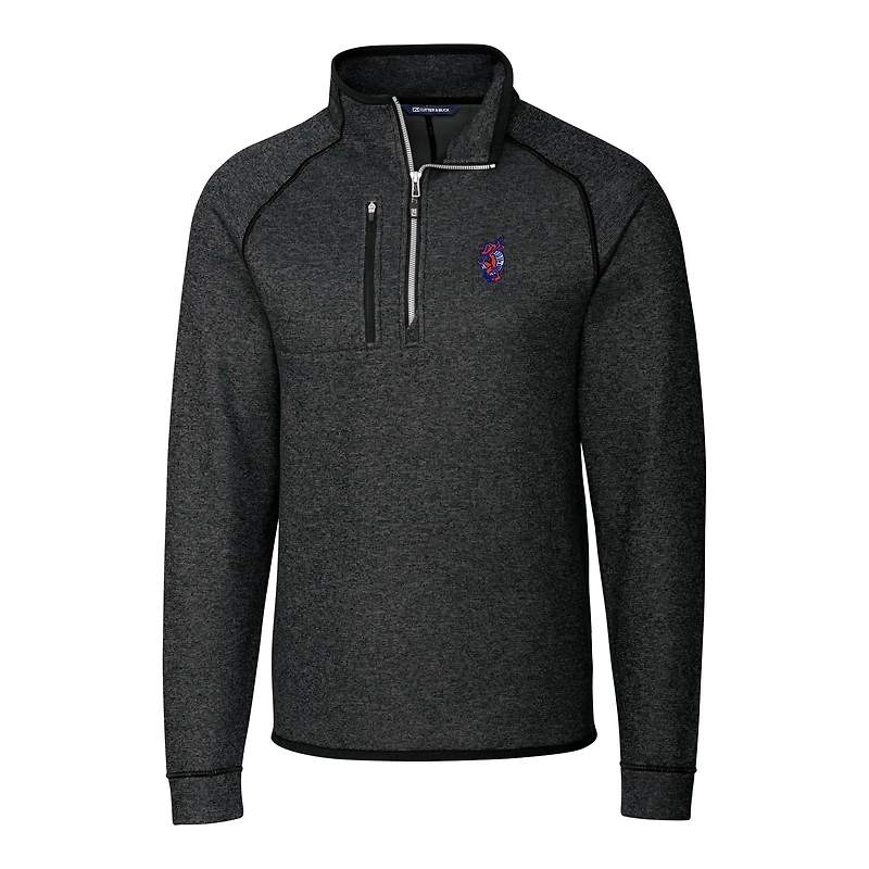Men's Cutter & Buck  Heather Charcoal Florida Gators Swinging Gator Big Tall Mainsail Sweater-Knit Half-Zip Pullover Jacket