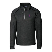 Men's Cutter & Buck  Heather Charcoal Florida Gators Swinging Gator Big Tall Mainsail Sweater-Knit Half-Zip Pullover Jacket