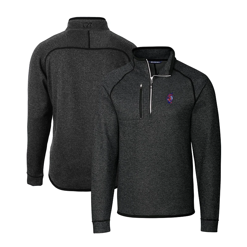 Men's Cutter & Buck  Heather Charcoal Florida Gators Swinging Gator Big Tall Mainsail Sweater-Knit Half-Zip Pullover Jacket